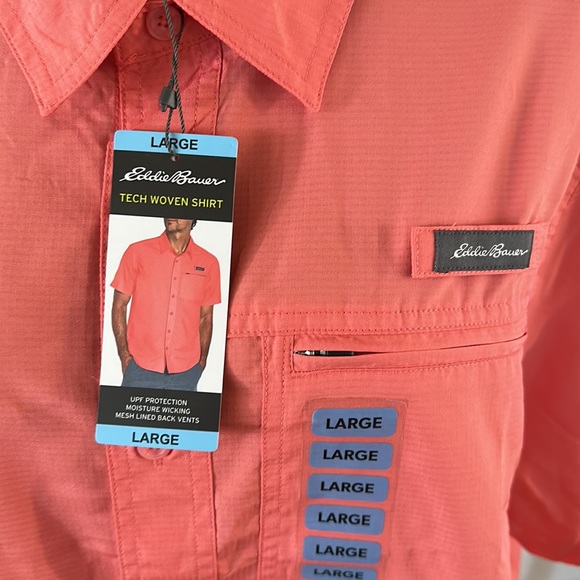 Eddie Bauer *NWT* Men's Moisture Wicking Woven Tech Short Sleeve Shirt - Picture 2 of 7